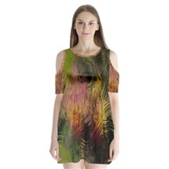 Abstract Brush Strokes In A Floral Pattern  Shoulder Cutout Velvet  One Piece
