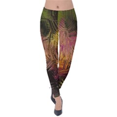 Abstract Brush Strokes In A Floral Pattern  Velvet Leggings