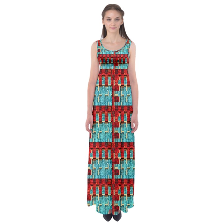 Architectural Abstract Pattern Empire Waist Maxi Dress