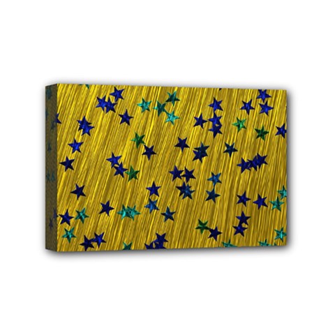 Abstract Gold Background With Blue Stars Mini Canvas 6  X 4  by Simbadda