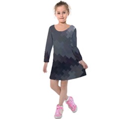 Abstract Pattern Moving Transverse Kids  Long Sleeve Velvet Dress by Simbadda