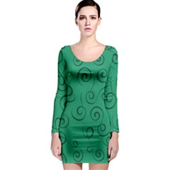 Pattern Long Sleeve Bodycon Dress