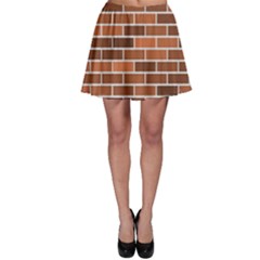 Brick Brown Line Texture Skater Skirt