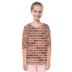 Brick Brown Line Texture Kids  Quarter Sleeve Raglan Tee