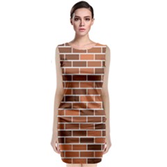 Brick Brown Line Texture Classic Sleeveless Midi Dress by Mariart