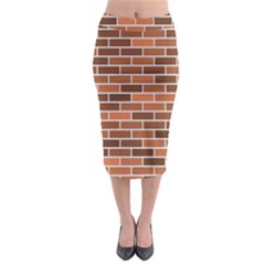 Brick Brown Line Texture Midi Pencil Skirt by Mariart