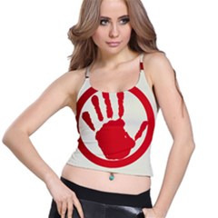 Bloody Handprint Stop Emob Sign Red Circle Spaghetti Strap Bra Top by Mariart