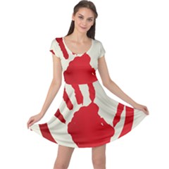 Bloody Handprint Stop Emob Sign Red Circle Cap Sleeve Dresses by Mariart