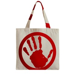 Bloody Handprint Stop Emob Sign Red Circle Zipper Grocery Tote Bag