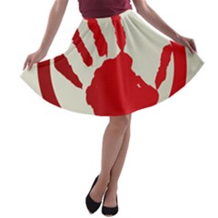 Bloody Handprint Stop Emob Sign Red Circle A-line Skater Skirt