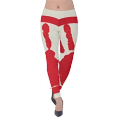 Bloody Handprint Stop Emob Sign Red Circle Velvet Leggings by Mariart