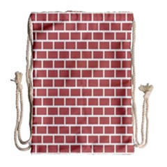 Brick Line Red White Drawstring Bag (large) by Mariart