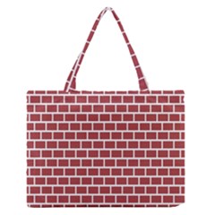 Brick Line Red White Medium Zipper Tote Bag