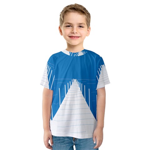 Bridge Sea Beack Blue White Kids  Sport Mesh Tee by Mariart