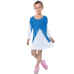 Bridge Sea Beack Blue White Kids  Long Sleeve Velvet Dress by Mariart