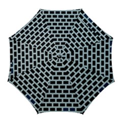 Bricks Black Blue Line Golf Umbrellas by Mariart