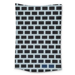 Bricks Black Blue Line Large Tapestry