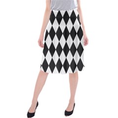 Broken Chevron Wave Black White Midi Beach Skirt