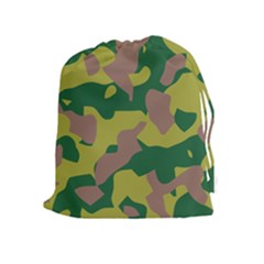 Camouflage Green Yellow Brown Drawstring Pouches (extra Large) by Mariart