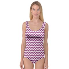 Chevron Wave Purple White Princess Tank Leotard  by Mariart