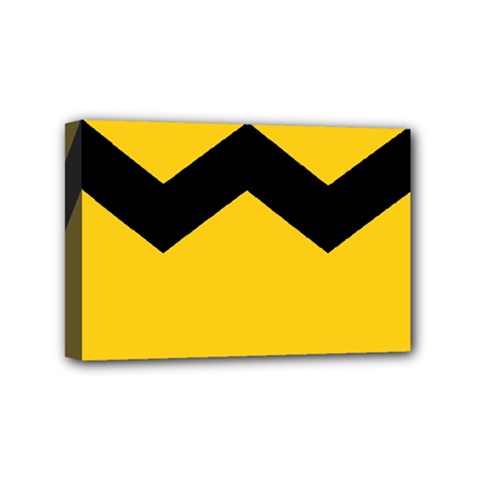 Chevron Wave Yellow Black Line Mini Canvas 6  X 4 