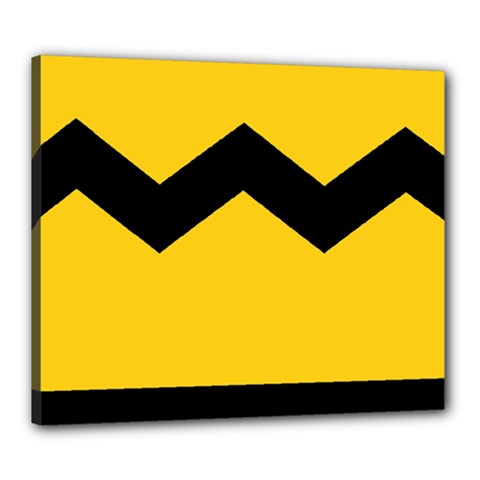 Chevron Wave Yellow Black Line Canvas 24  X 20 