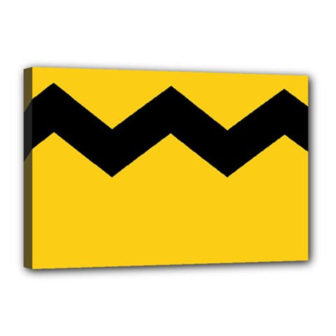 Chevron Wave Yellow Black Line Canvas 18  X 12 