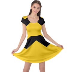 Chevron Wave Yellow Black Line Cap Sleeve Dresses by Mariart