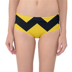 Chevron Wave Yellow Black Line Mid-waist Bikini Bottoms