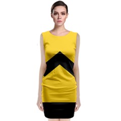 Chevron Wave Yellow Black Line Sleeveless Velvet Midi Dress by Mariart
