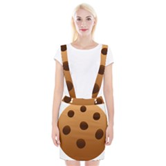 Cookie Chocolate Biscuit Brown Suspender Skirt by Mariart