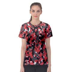 Bloodshot Camo Red Urban Initial Camouflage Women s Sport Mesh Tee