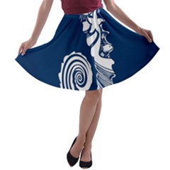 Coral Life Sea Water Blue Fish Star A-line Skater Skirt by Mariart