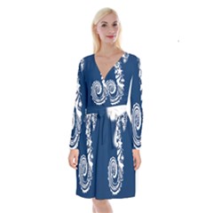 Coral Life Sea Water Blue Fish Star Long Sleeve Velvet Front Wrap Dress by Mariart