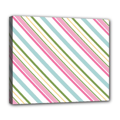 Diagonal Stripes Color Rainbow Pink Green Red Blue Deluxe Canvas 24  X 20  