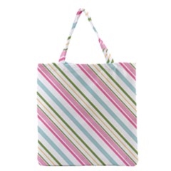 Diagonal Stripes Color Rainbow Pink Green Red Blue Grocery Tote Bag by Mariart