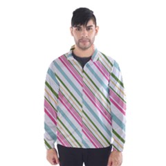 Diagonal Stripes Color Rainbow Pink Green Red Blue Wind Breaker (men) by Mariart