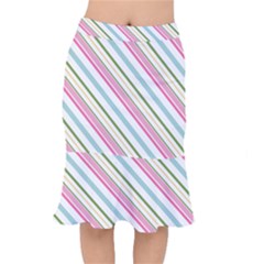 Diagonal Stripes Color Rainbow Pink Green Red Blue Mermaid Skirt by Mariart