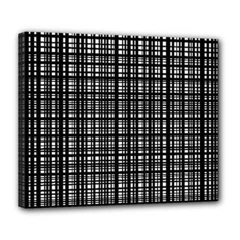 Crosshatch Target Line Black Deluxe Canvas 24  X 20   by Mariart