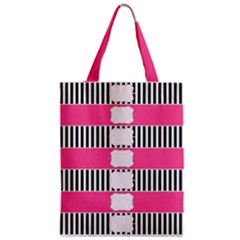 Custom Water Bottle Labels Line Black Pink Zipper Classic Tote Bag
