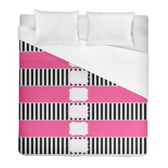 Custom Water Bottle Labels Line Black Pink Duvet Cover (full/ Double Size) by Mariart