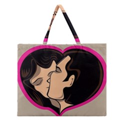 Don t Kiss With A Bloody Nose Face Man Girl Love Zipper Large Tote Bag by Mariart