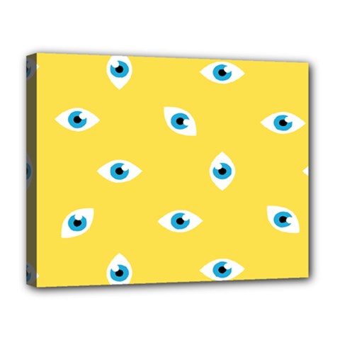 Eye Blue White Yellow Monster Sexy Image Canvas 14  X 11  by Mariart