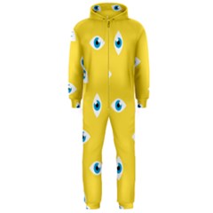 Eye Blue White Yellow Monster Sexy Image Hooded Jumpsuit (men)  by Mariart