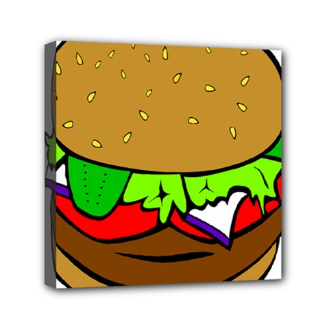 Fast Food Lunch Dinner Hamburger Cheese Vegetables Bread Mini Canvas 6  X 6 