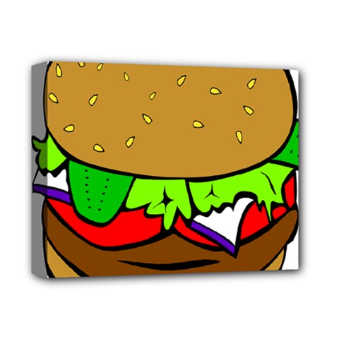 Fast Food Lunch Dinner Hamburger Cheese Vegetables Bread Deluxe Canvas 14  X 11  by Mariart