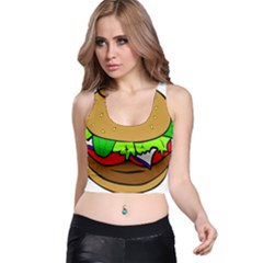 Fast Food Lunch Dinner Hamburger Cheese Vegetables Bread Racer Back Crop Top by Mariart