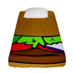 Fast Food Lunch Dinner Hamburger Cheese Vegetables Bread Fitted Sheet (single Size) by Mariart