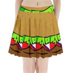 Fast Food Lunch Dinner Hamburger Cheese Vegetables Bread Pleated Mini Skirt by Mariart