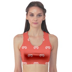 Glasses Disco Retina Red White Line Sports Bra by Mariart